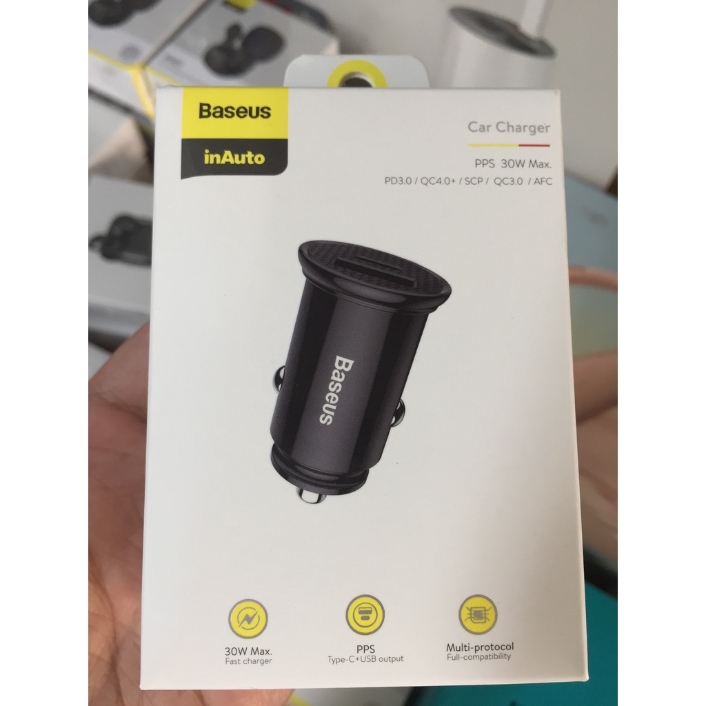 Tẩu sạc ô tô 30w Baseus PD Car Charger (BSC161X) dùng sạc điện thoại máy tính bảng