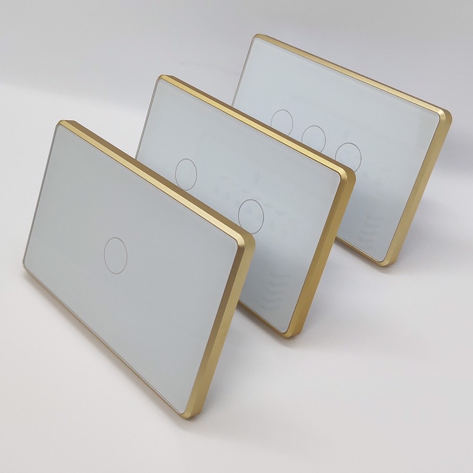 Công tắc tuya zigbee viền nhôm, Công tắc thông minh mặt kính cao cấp hệ tuya