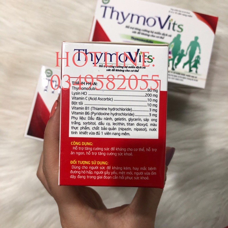 THYMOVITS - Tăng cường hệ miễn dịch với vitamin c, lysin hcl, B1, thymomodulin