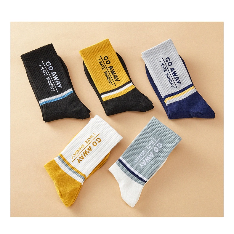 Set 5 đôi Tất gân cao cổ GO AWAY phong cách Vintage người lớn