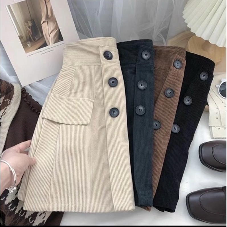 Chân váy nhung vạt lệch V12