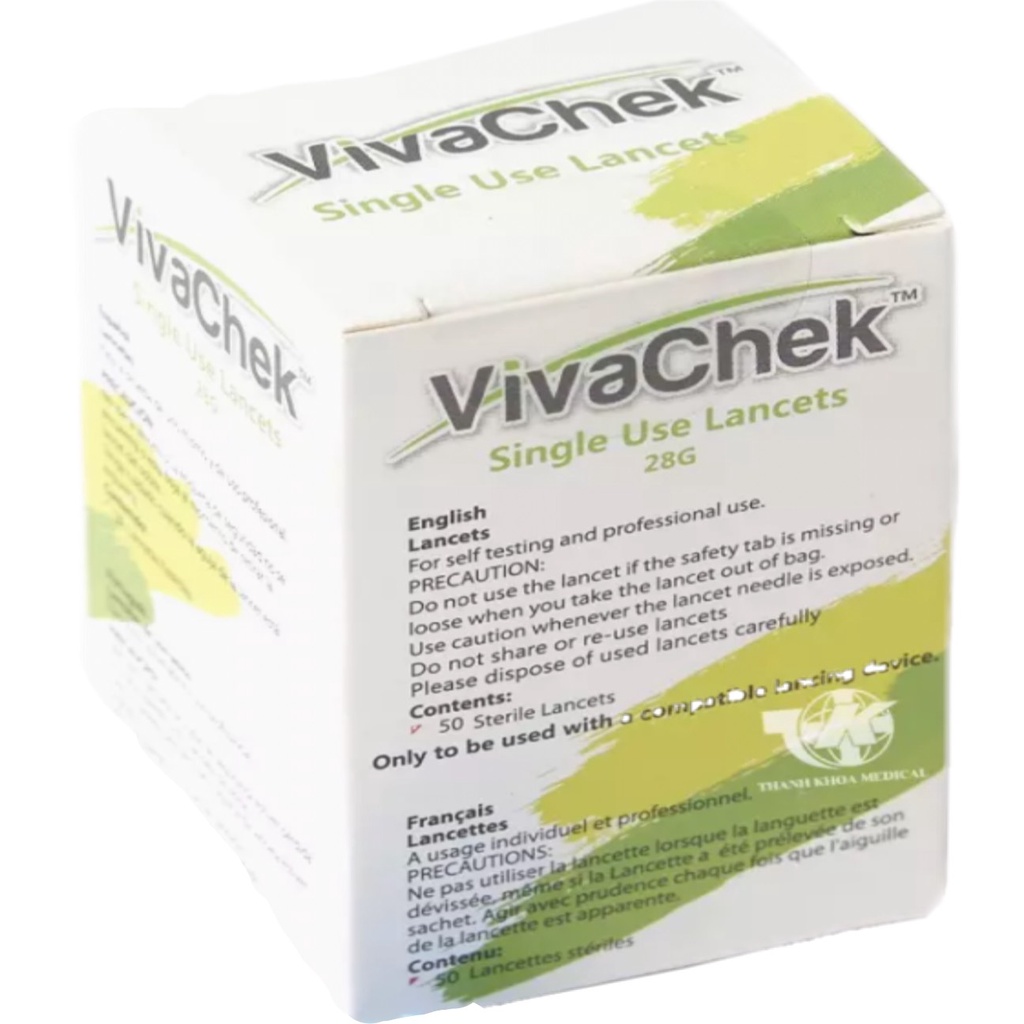 COMBO MÁY ĐO ĐƯỜNG HUYẾT + 50 QUE TEST ĐƯỜNG HUYẾT VIVA CHEK INO+ 50Kim