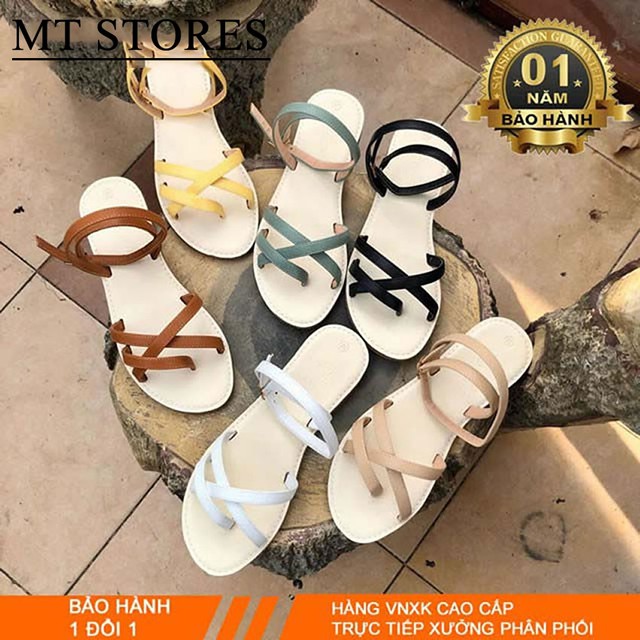 DÉP SANDAL NỮ QUAI NGANG ĐẾ THẤP - Dép sandal nữ đi học đế thấp MTSTORES400