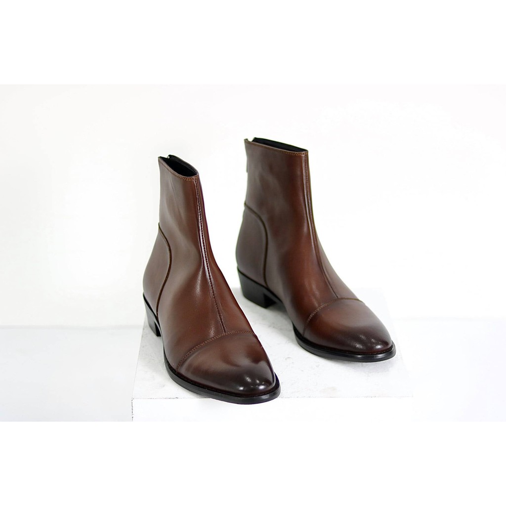 [2 màu] Back Zip boots cao cấp, zip sau gót, chelsea boots da bò