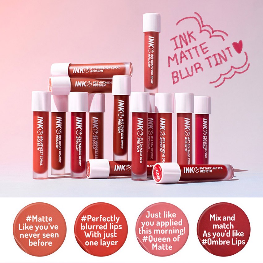 [MUA 1 TẶNG 1]  Son kem lì Peripera Ink Matte Blur Tint 2019 lì mịn như nhung Shinkor