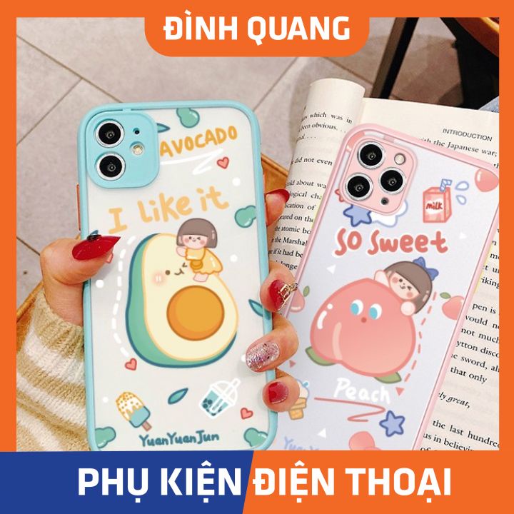 Ốp lưng điện thoại iphone nhám đào và bơ 6/6plus/6s/6splus/7/7plus/8/8plus/x/xr/xs/11/12/pro/max/plus/promax - ĐQ Store