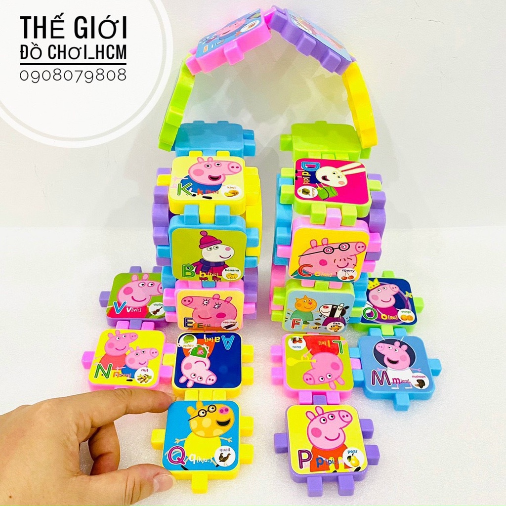[HOT-BỔ ÍCH] Đồ chơi thảm lắp ghép/ xếp hình heo Peppa/ Kitty cho bé thoả sức sáng tạo, lego lắp ghép thảm, nút lớn 8523
