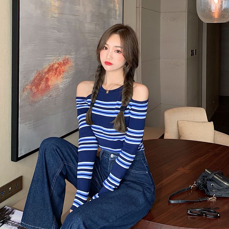 Áo thun dáng ôm họa tiết kẻ sọc thời trang cá tính cho nữ