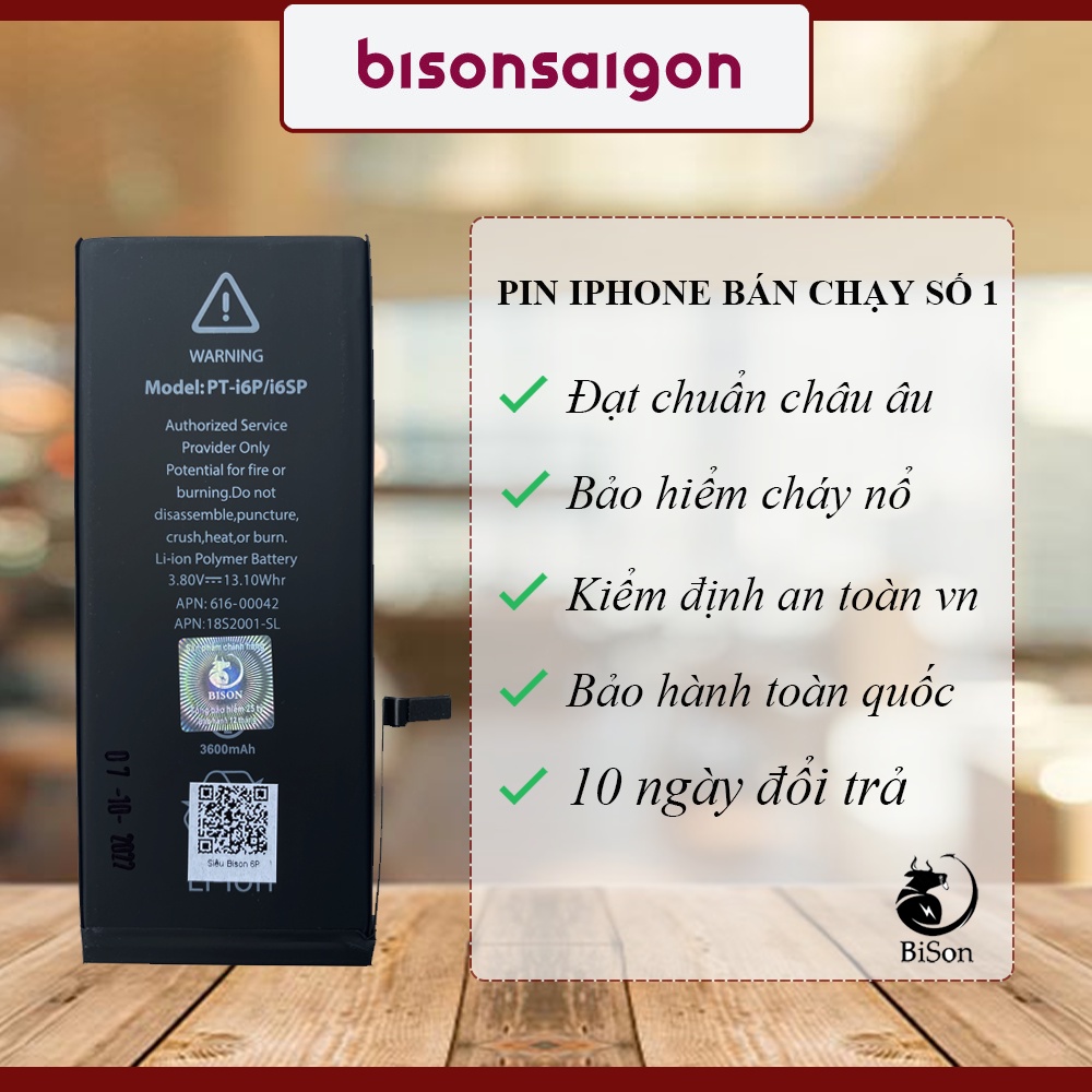 Pin iPhone 6s plus dung lượng siêu cao 3600mAh BISON chính hãng