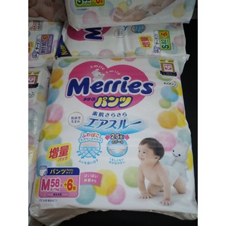 Tã quần bỉm merries nhật nội địa cộng miếng size nb90+6/ m58+6/ m64+4/ l44+6/ xl38+6/ xxl 26+2