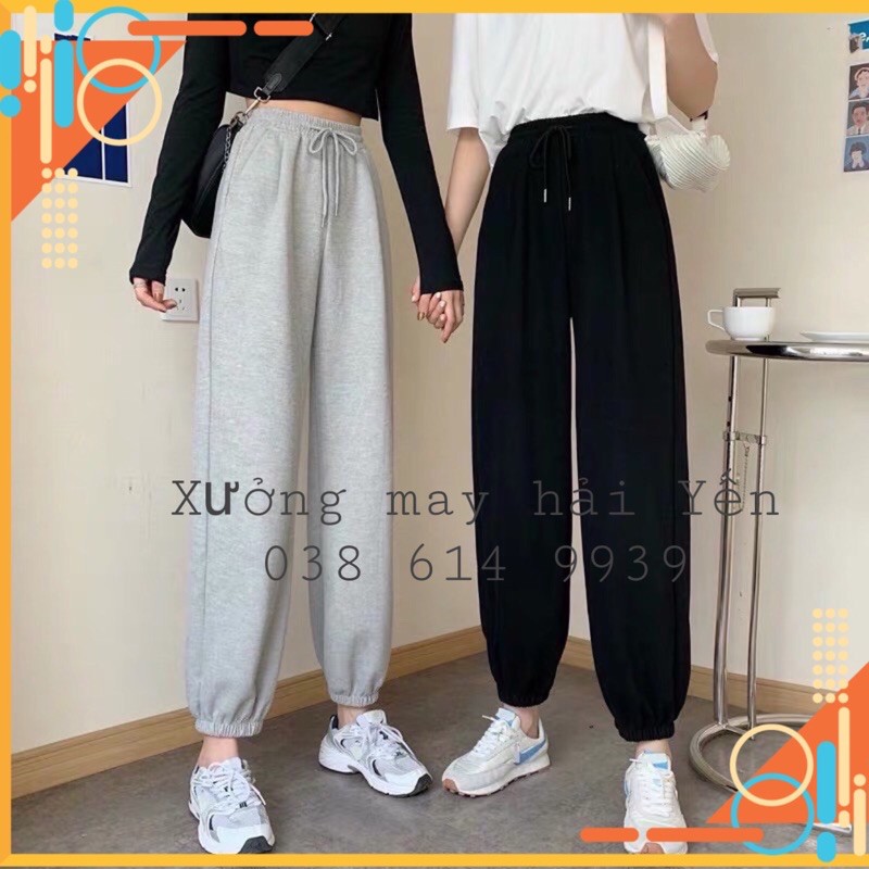 Quần jogger trơn bó ống chun 2 màu hot trend