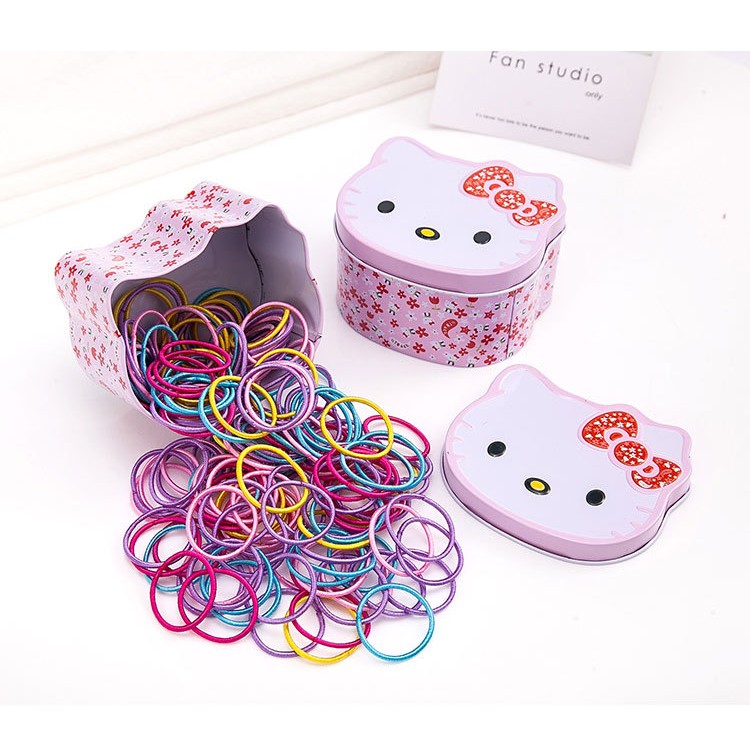 Hộp 100 dây buộc tóc Hello Kitty tiện lợi cho bé yêu