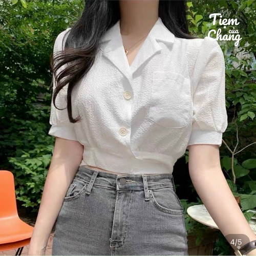 Áo croptop trắng cột nơ GA01