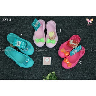 Hv713 - giày nhựa búp bê đính nơ xinh xắn cho bé