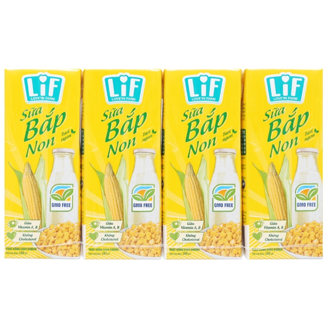 LỐC 4 HỘP SỮA LIF BẮP NON 180ml