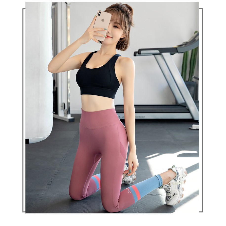 Quần tập gym, yoga, aerobic, chạy bộ nữ cạp lưng cao, nâng mông, legging nữ vải dệt kim có chun mông LinkSky - Evasport