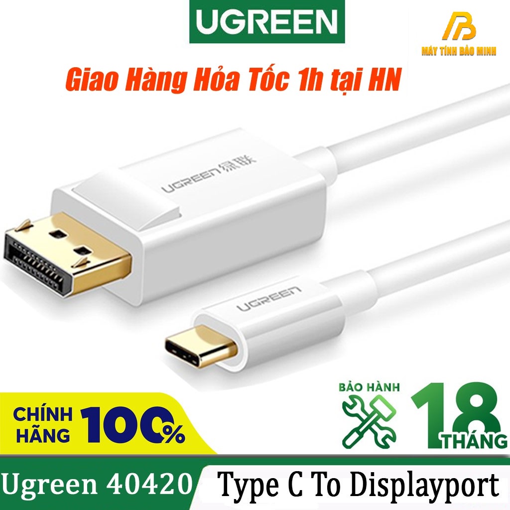 Cáp Chuyển USB Type C sang Displayport Ugreen 40420 (Dài 1,5M) - Hàng Chính Hãng Bảo Hành 18 tháng