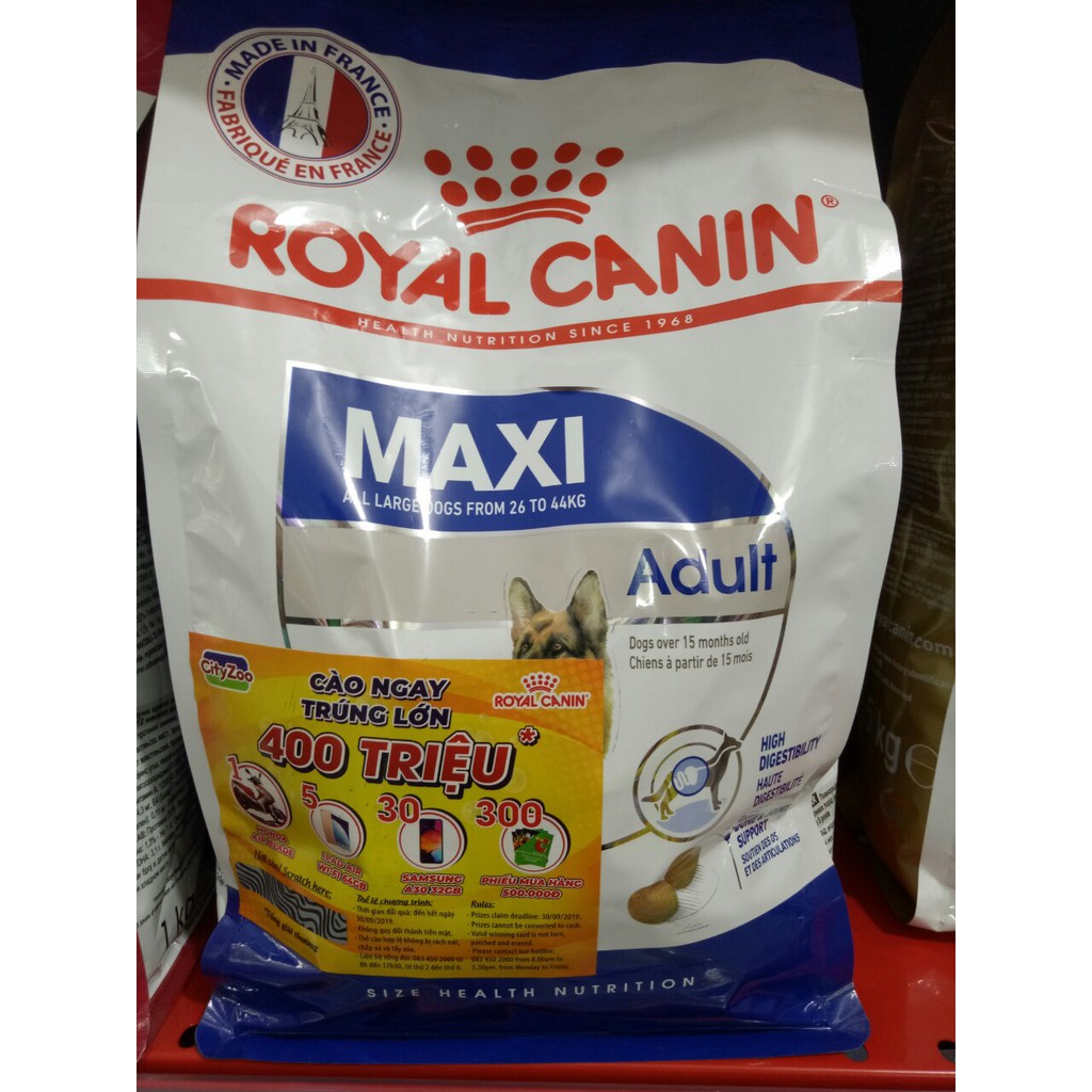 ROYAL CANIN MAXI ADULT 10KG THỨC ĂN CAO CẤP CHO GIỐNG CHÓ LỚN 26-44KG) ĐỘ TUỔI TRÊN 12 THÁNG