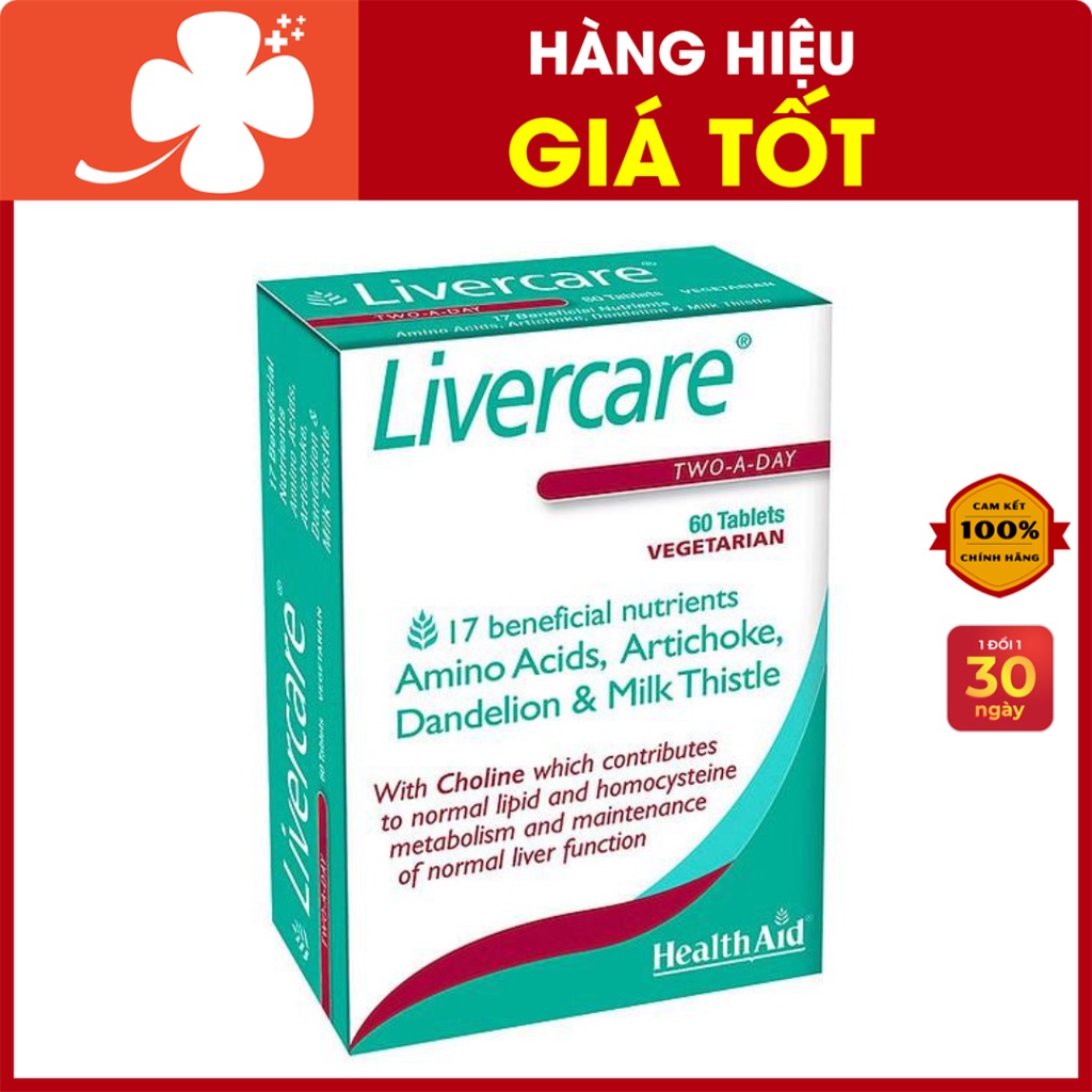 Healthaid Livercare – Hỗ trợ tăng cường chức năng gan, giải độc gan (60 viên)