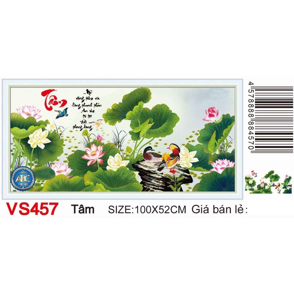 Tranh đính đá tâm hoa sen VS457 - 100 x 52 cm - chưa đính