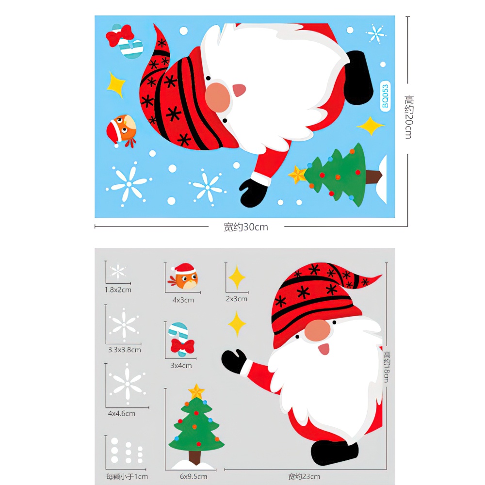 Nhãn dán họa tiết ông già noel/tuần lộc trang trí cửa sổ/giáng sinh/năm mới