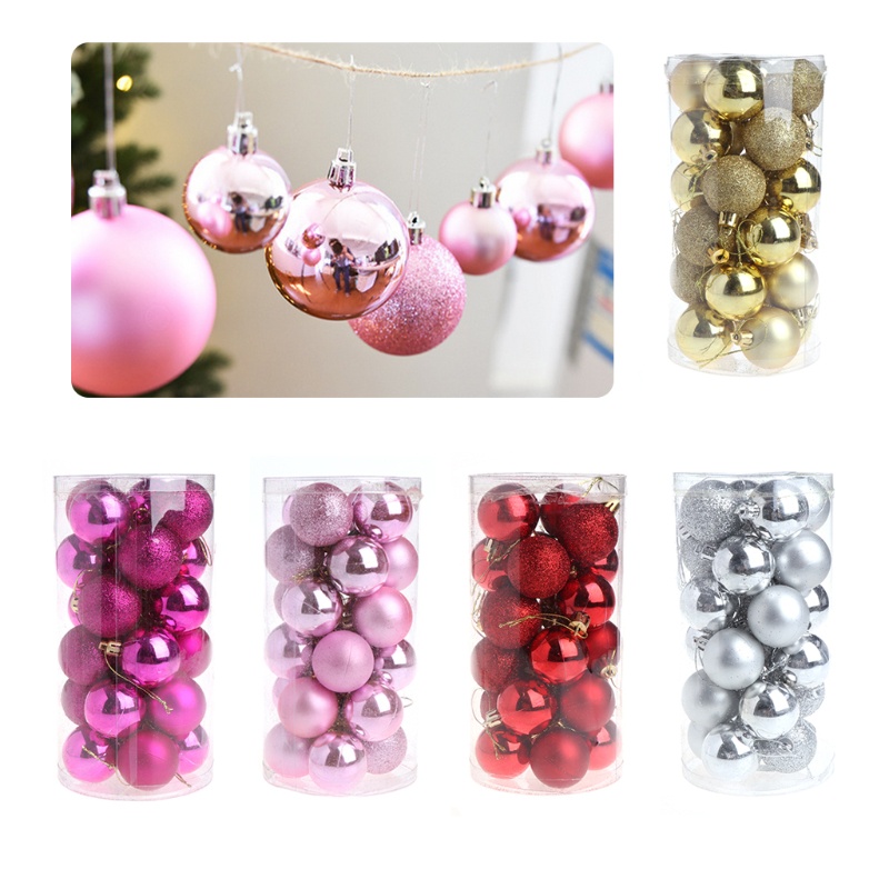 Set 24 Trái Châu Trang Trí Giáng Sinh