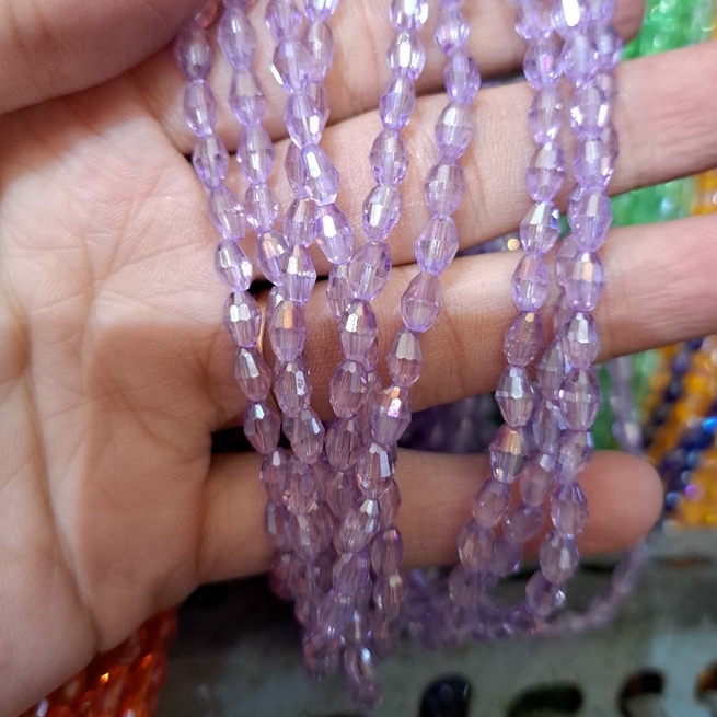 1 Dây Pha Lê đá hình hạt lúa 4x6mm làm vòng tay, DIY