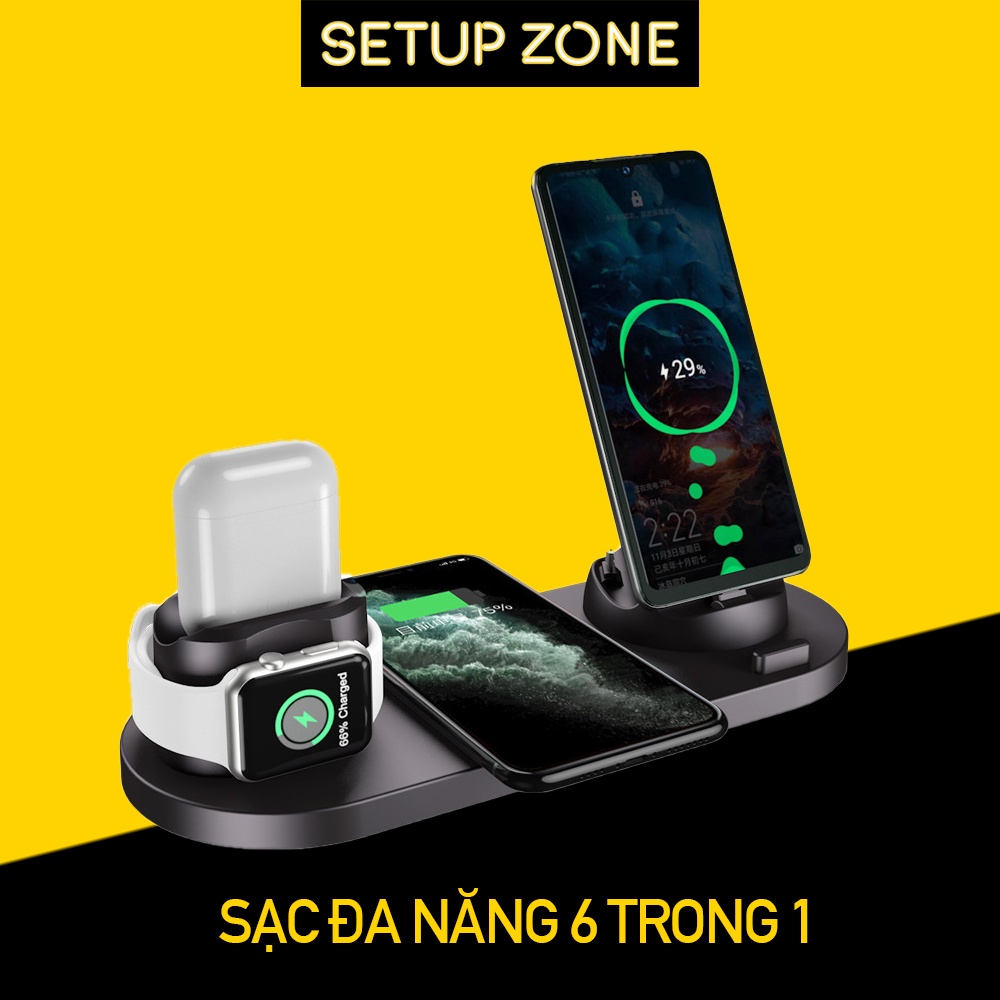 Đế sạc không dây đa năng 6 trong 1 tốc độ sạc 15W Setup Zone