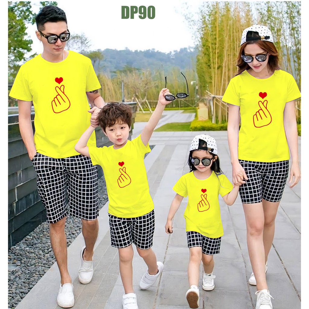 Áo gia đình, áo thun gia đình đồng phục Taiga chất cotton in hình cực kute mã dp90