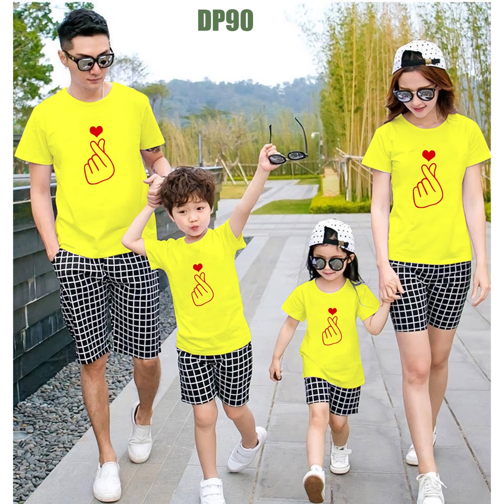 Áo gia đình, áo thun gia đình đồng phục Taiga chất cotton in hình cực kute mã dp90