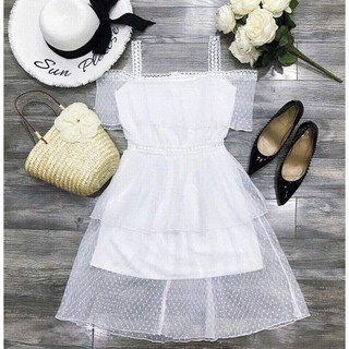 Đầm xòe dây phối lưới
