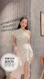 Bigsize Đầm lệch vai xẻ đùi D315