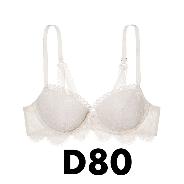 (Áo Vic) 36D, D80 - Áo lót trắng ren không nâng (06) Dream Angels Demi Coconut White - Victoria's Secret