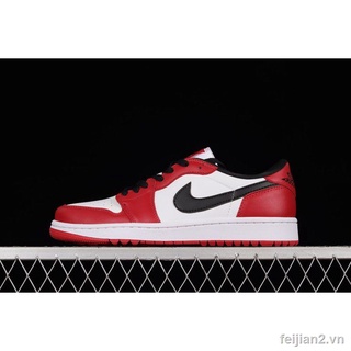 Giày Thể Thao Chơi Bóng Rổ Air Jordan 1 Cổ Thấp Màu Đỏ / Đen Trắng Cá Tính