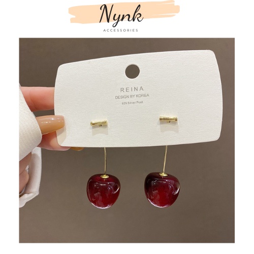 Khuyên tai, bông tai hình quả cherry đỏ cá tính nynk.accessories