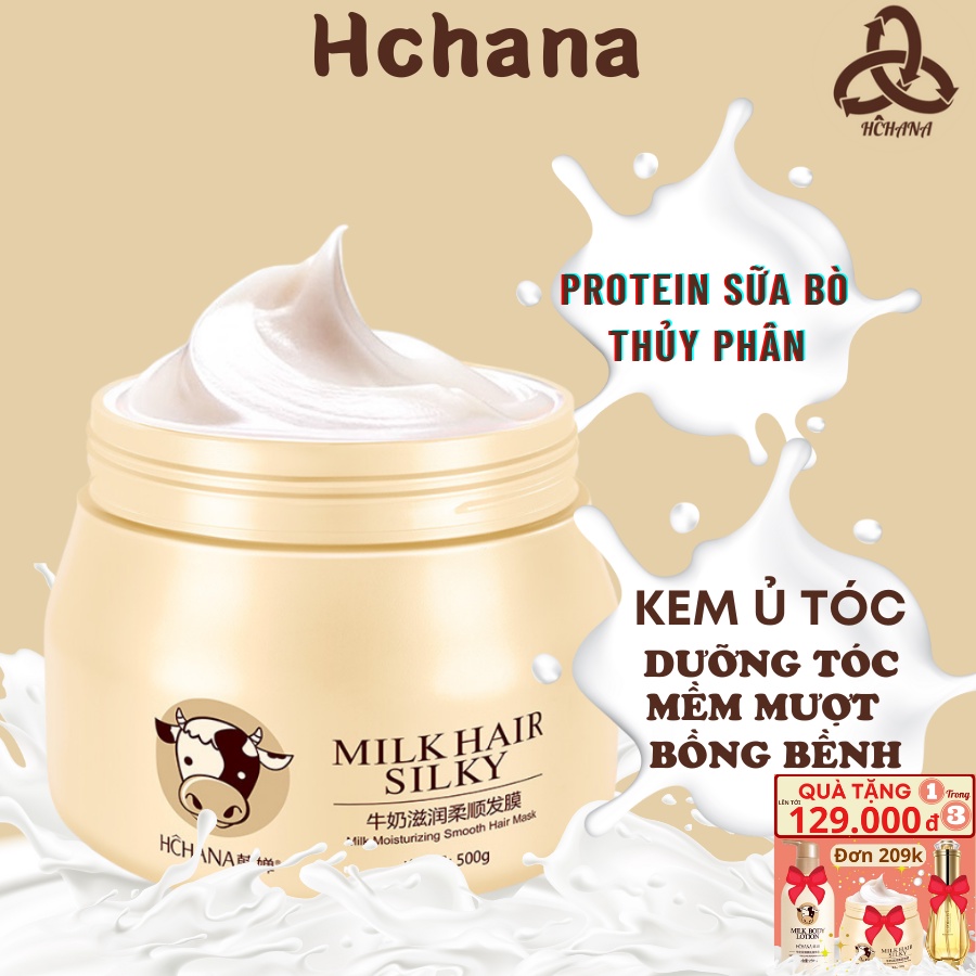 Kem ủ tóc Milk Body Lotion Hchana Chiết xuất Protein từ sữa thủy phân dưỡng ẩm phục hồi tóc hư tổn từ sâu bên trong