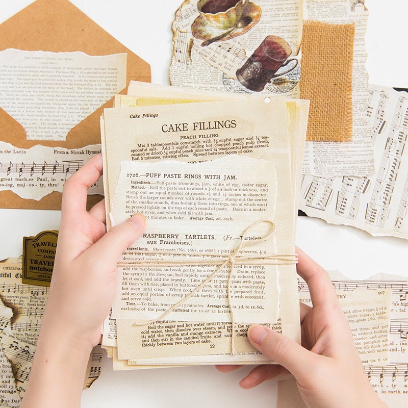 Giấy kraft 57 tờ trang trí journal bullet phong cách cổ điển