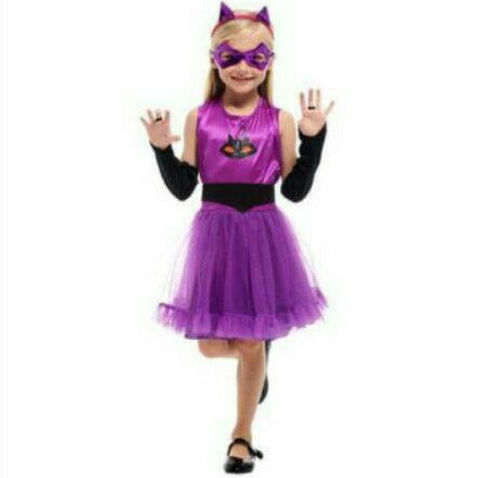 M 110-120cm Trang phục hóa trang Halloween Siêu nhân Mèo bé gái