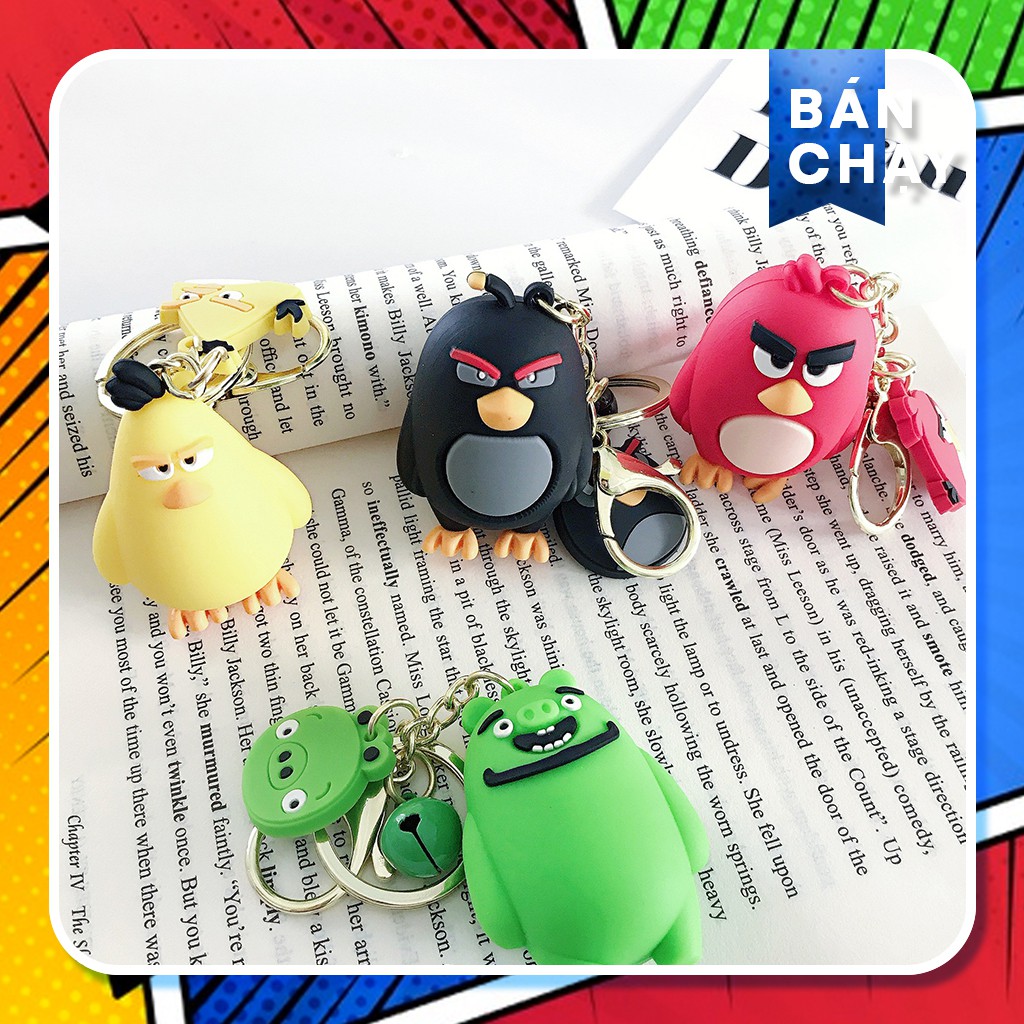 Bộ Móc Khóa him Điên Angry Birds Siêu Dễ Thương, Đáng Yêu + Kèm Bộ Chuông, Dây Cao Cấp