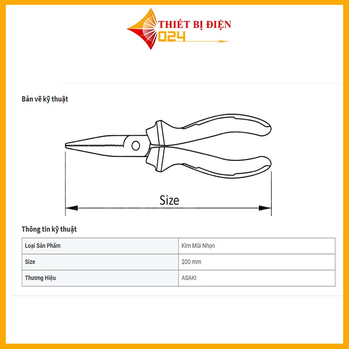Kìm Mỏ Nhọn Asaki 68 Inch Cao Cấp