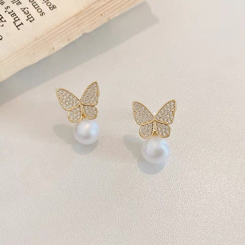 bông tai hình hồ điệp dễ thương, khuyên tai phong cách hàn quốc