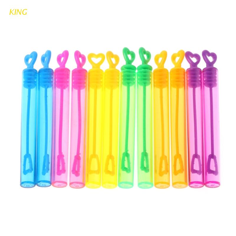 Bộ 12 Đồ Chơi Chai Thổi Bong Bóng Xà Phòng Hình Trái Tim Thích Hợp Cho Bé