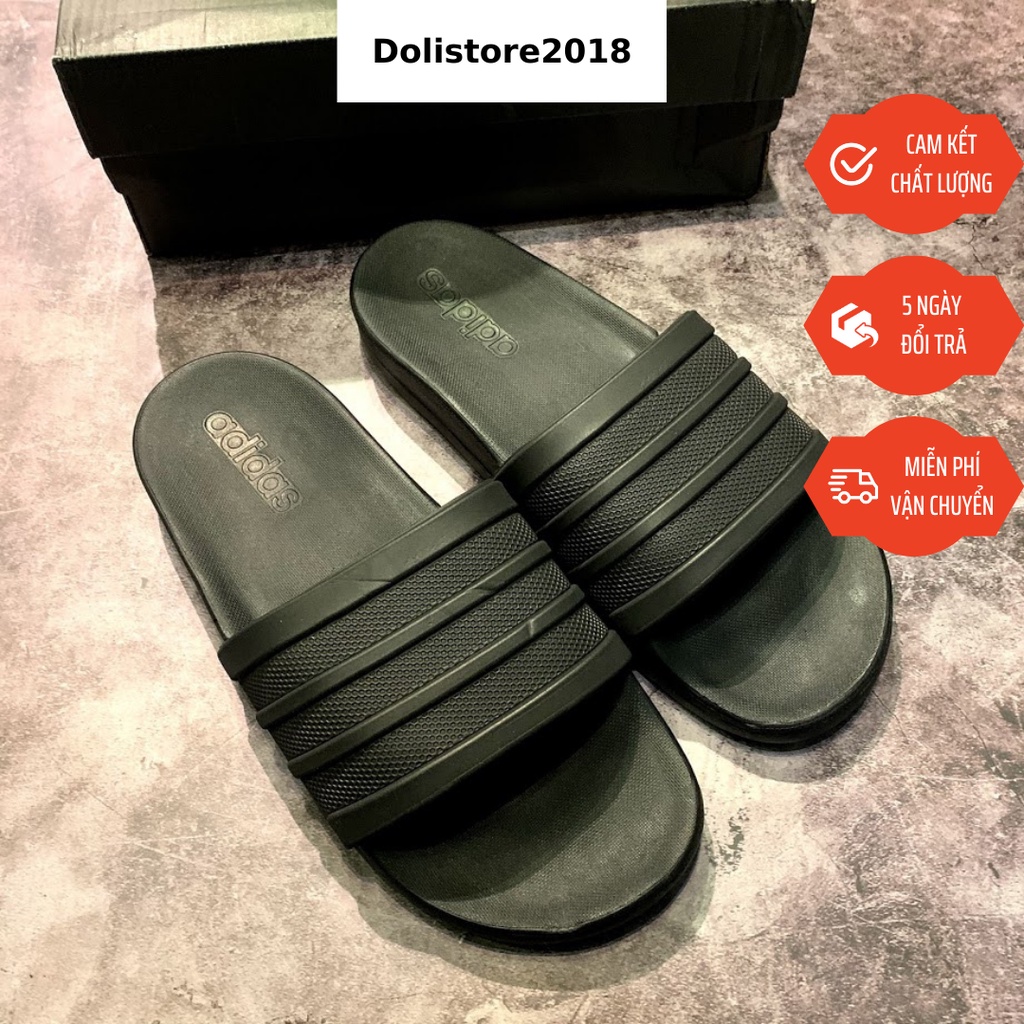 Dép adidas plus mono đen trơn - siêu nhẹ siêu êm