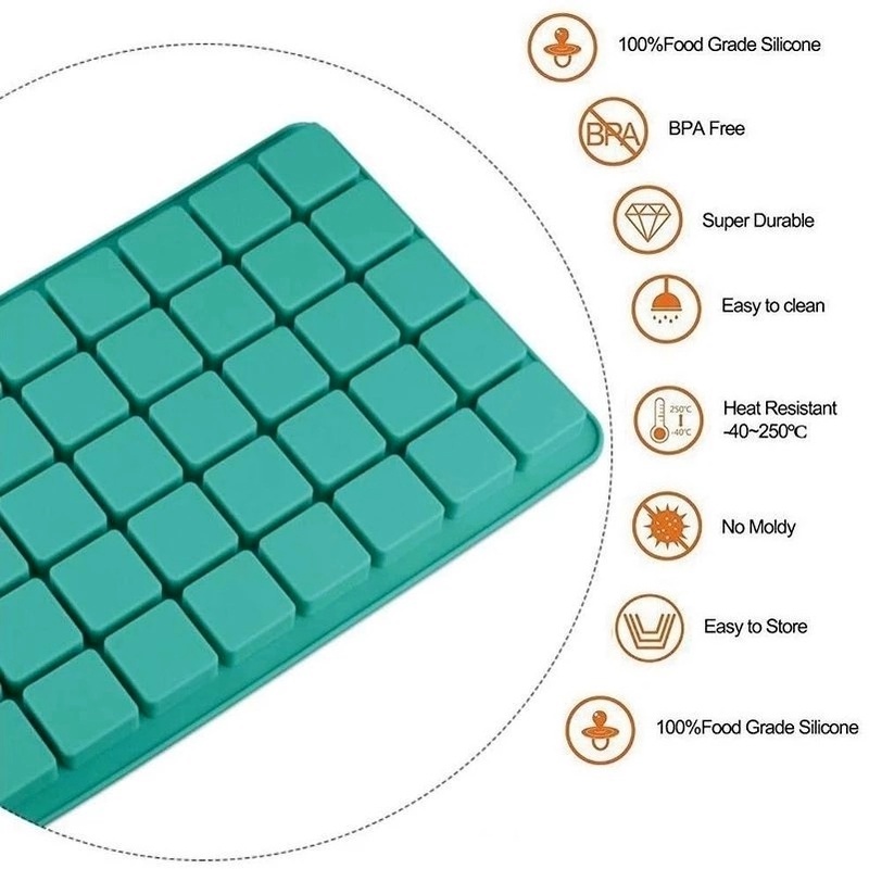 Khuôn 40 Ngăn Hình Vuông Bằng Silicon Cứng Làm Bánh Kẹo Socola Truffles