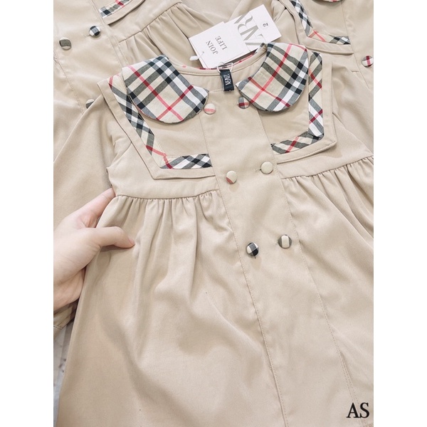 váy bbr màu be phối cổ yếm bbr cho bé