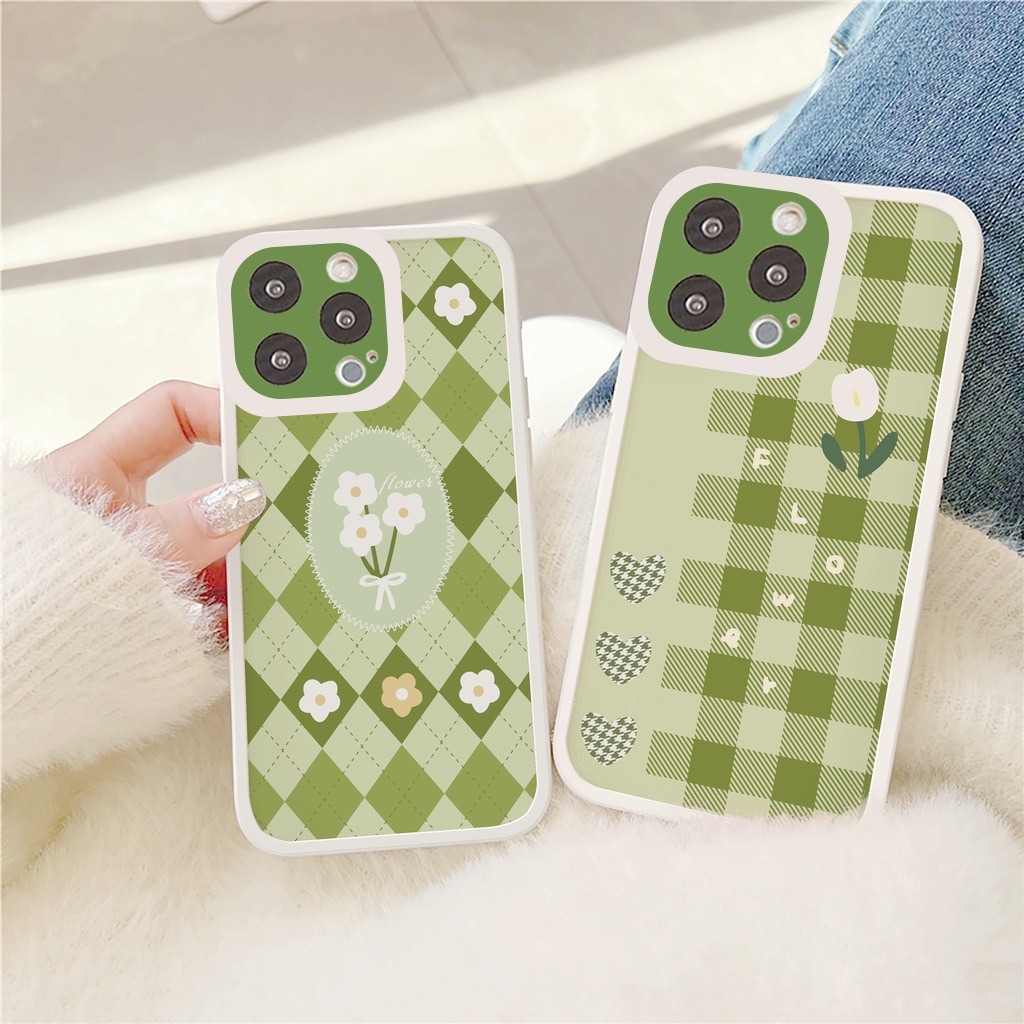 Ốp lưng iphone Green Tulip bóng cạnh vuông 6/6plus/6s/6splus/7/7plus/8/8plus/x/xr/xs/11/12/13/pro/max/plus/promax