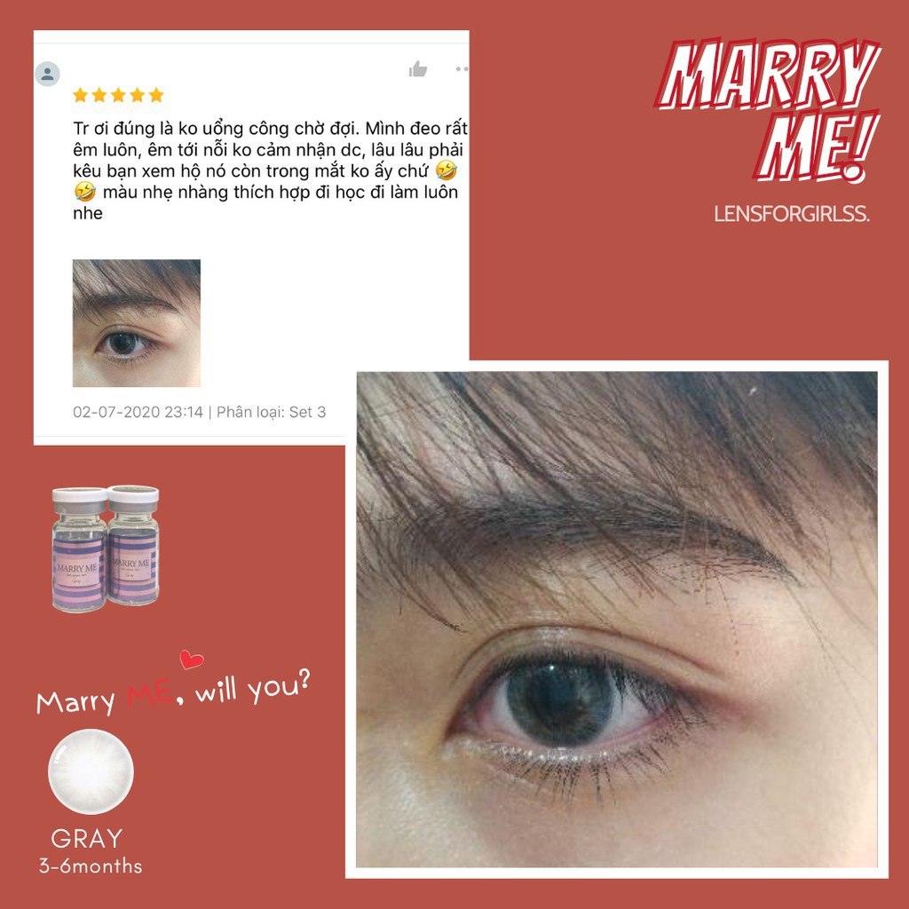 kính áp tròng cận <Có sẵn> Kính áp tròng MARRY ME GRAY của Olens (Hsd 3-6 tháng)