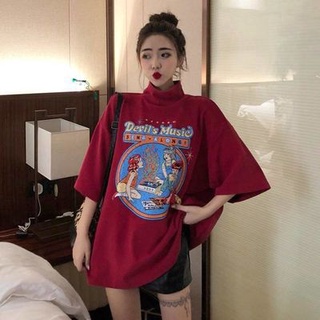 Áo Thun Trơn Tay Lửng Cổ Cao Thời Trang Mùa Xuân Hàn Quốc t2021