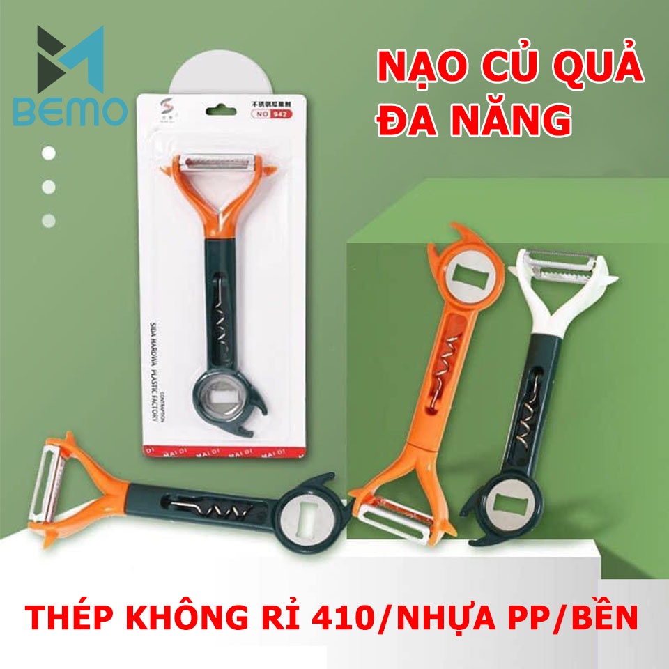 [6 IN 1] Nạo Rau Củ Đa Năng 6 In 1, Dụng Cụ Khui Rượu Vang, Khui Đồ Hộp, Mở Nắp Bia Tiện Lợi, Nạo Vỏ Trái Cây Cao Cấp