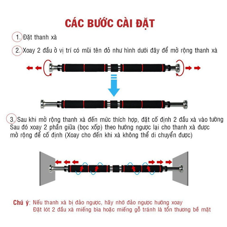 NDA Xà Đơn Treo Tường Gắn Cửa Đa Năng Dễ Điều Chỉnh 60-100cm, 80-130cm (LOẠI XỊN) 50 C74